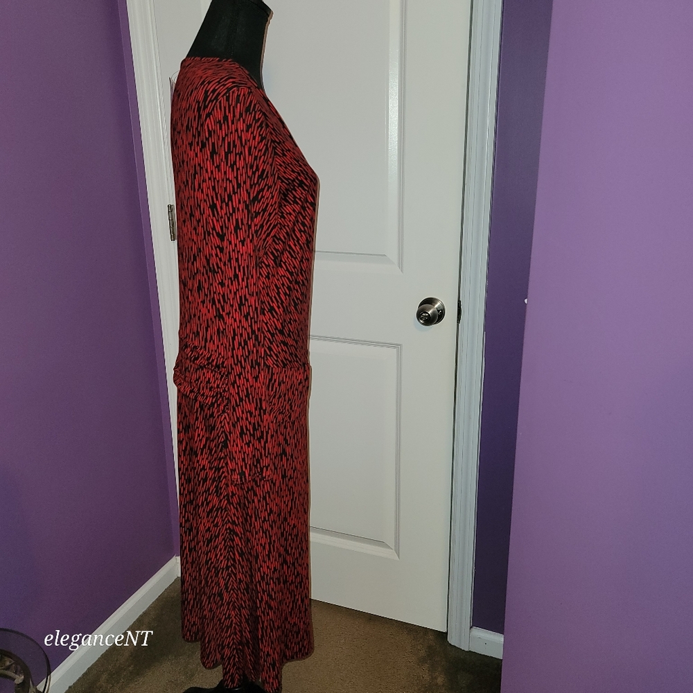 New York & Company Red/Black Wrap Style Dress Sz: XL NWT - Picture 2 of 7